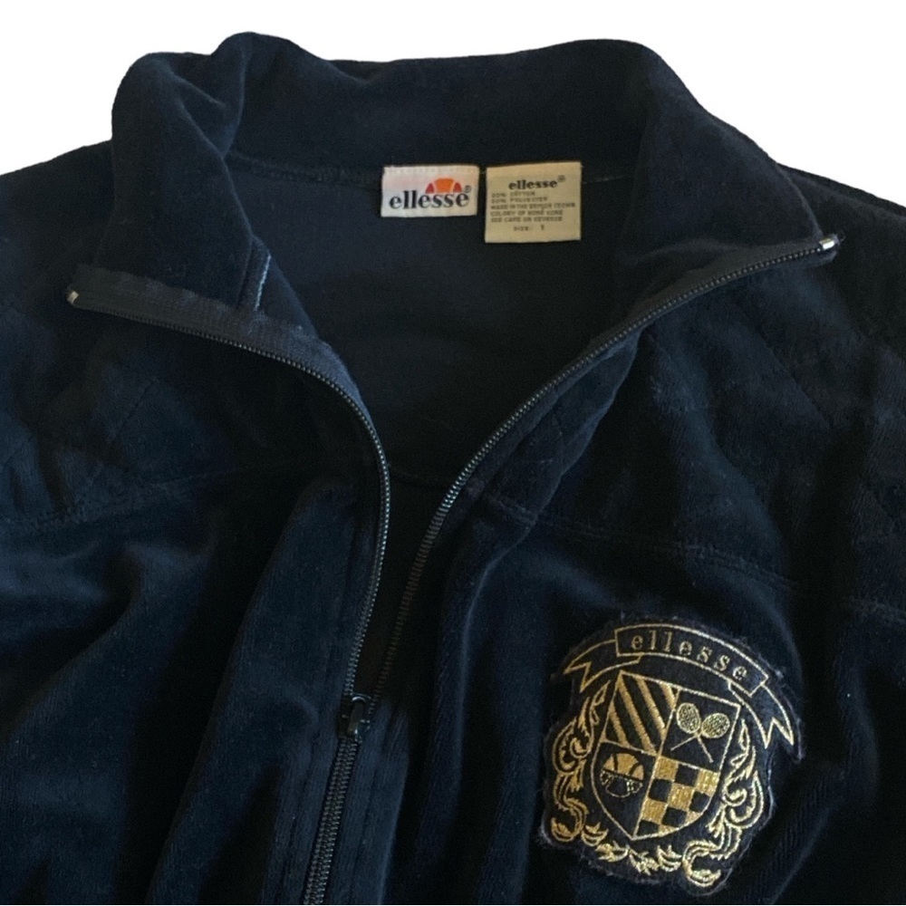 ELLESSE Vintage Velour Long Sleeve Romper Black - Picture 13 of 13